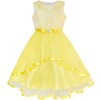 Sunny Fashion LZ64 Flower Girl Dress Yellow Belted Wedding Party