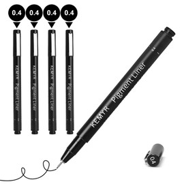 KEMYR 4 Micro Fine liner Drawing Art Pens Calligraphy Pens: 0.4mm Size Black Art supplies Waterproof Archival Black Ink Markers For Artists,Use for Professional Watercolor,Sketching