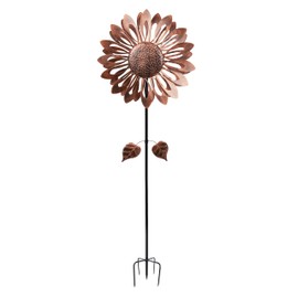 Alpine Corporation SLL2660BZ Sunflower Wind Spinner Stake, Stylish Decor for Garden, Patio, & Lawn, 85" H, Bronze