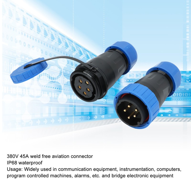Waterproof Plug Socket Connector 380V 45A Welding Free Female Male