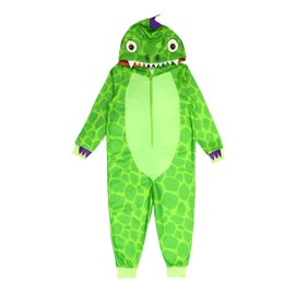 GladRags Boys Girls Kids Dinosaur Hooded Fleece Onesie, All in One, Age 5-6 Years Green