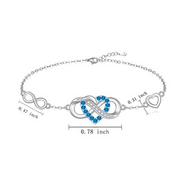 Infinity Bracelet Infinity Heart Bracelets for Women Mom Sterling Silver 925 Adjustable Love Heart Jewelry for Birthday