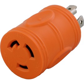 AC WORKS 4-Prong 30Amp 125/250Volt NEMA L14-30P Locking Plug to L6-30R 30Amp 250Volt Locking Female Connector (Compact)