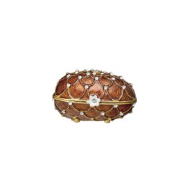 Creative Co-Op Amber Jeweled Egg Trinket Box, Amber
