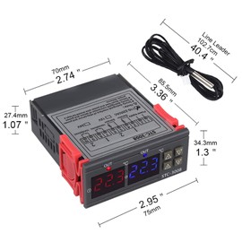 STC-3008 Digital Temperature Controller, Temperature Controller Thermostat with Dual Display & Probe for Heating Cooling