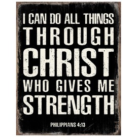 Christian Bible Verse Wall Decor - Philippians 4:13 Scripture Wall Art 11x14 - I Can Do All Things Through Christ - Religious Gifts for Men - Inspirational Motivational Quote - Spiritual Home Office