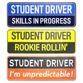 3PCS Student Driver Magnetic Stickers for Car - Removable Novice Driver Safety Signs, Reflective Bumper Magnets for New Drivers, Teen & Learner Permit Accessories (New Driver 3PCS-2)
