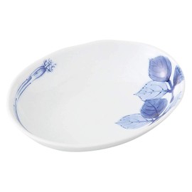 Hama Pottery Hasami Wagamiyaki, Wayama Kiln, Oval Serving Plate, 6.3 x 5.1 inches (16 x 13 cm), Mitsuba, 279256 White
