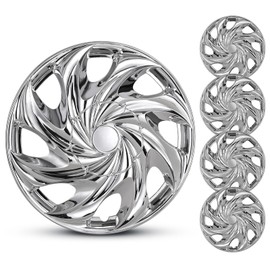 AUTOWIKI 4-Pack Premium 14" Wheel Rim Cover Hubcaps OEM Style Replacement Snap On Car Truck SUV Hub Cap - 14 Inch Set, Steel Wheels, Chrome