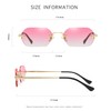 RUNHUIS Retro Rimless Rectangular Sunglasses for Women Men Vintage Hexagon