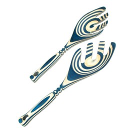 Island Bamboo Pakkawood 9-Inch Salad Leafs, Blue