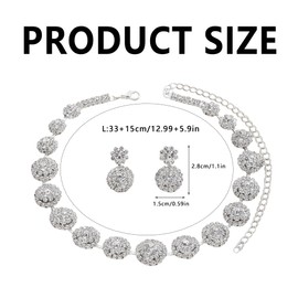 FDEETY Jewellery Set for Women Crystal Teardrop Necklace and Earrings Set Rhinestone Jewellery Set Wedding Jewellery Bridal Jewellery Sets Prom Costume Jewellery Set Gift for Women, Gemstone