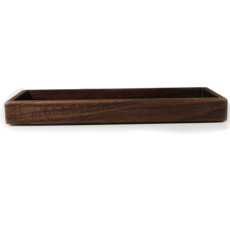 Wood Pen Tray Desktop Office Storage Box Coin Keys Holder