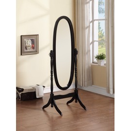eHomeProducts Wooden Cheval Floor Mirror, Black Finish (Black)