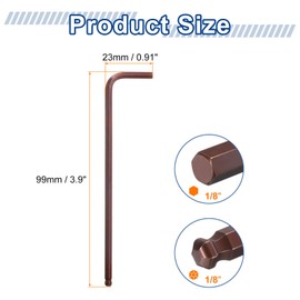 sourcing map 5pcs Ball End Hex Key Wrench 1/8" SAE S2 Steel Long Arm L-Shape Hexagon Wrenches Repairing Tool for Home Bike Motorcycle Repair, Red Brown