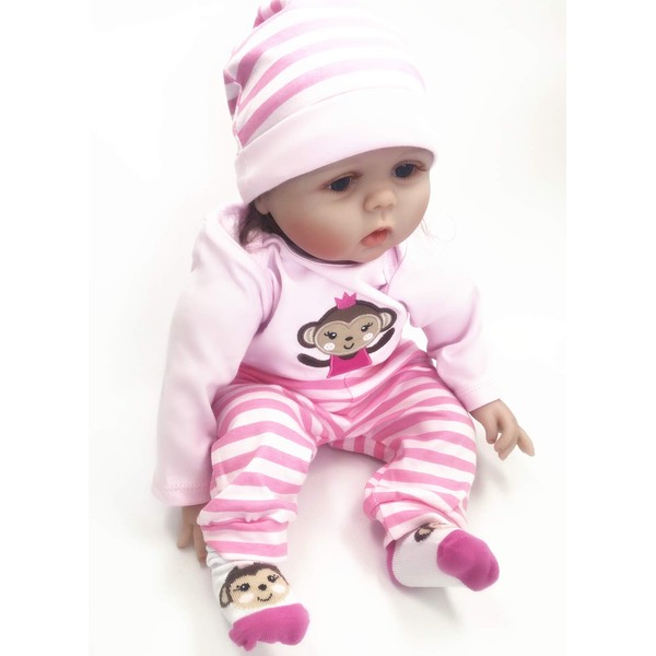 Reborn Baby Doll Clothes for 20- 22 inch Reborn Doll Girl Pink Monkey Outfit Accessories 4 Pieces