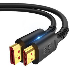 4K DisplayPort to HDMI Cable for Monitor HDTV Dell Computers - in-Wall CL3 Rated, Uni-Directional DP Port Male to HDMI Adapter Cord, Video UHD 4K60Hz 2K Compatible - Black 25FT