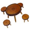 Dollhouse Wood Round Dining Table Chair Mini Miniature Dollhouse Furniture