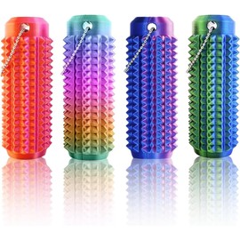 FengyingRise Little Ouchies Pain Fidget - Extra Large 3.5cm x 9cm Adult Sensory Fidget Toys with Keychain, 3D Printed Deep Pressure Stimulator for Hand Therapy (4 Pack, Laser Colors)