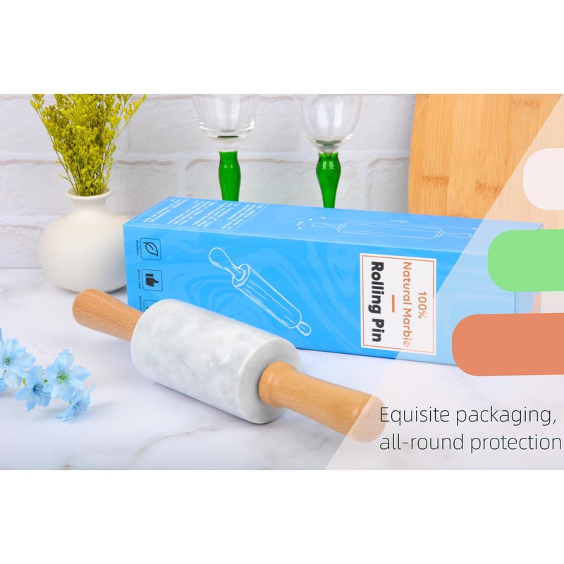 Marble Rolling Pin,Dough Roller 11.6 inch,Non-Stick Pizza Roller,No Rust,Women's Kitchen