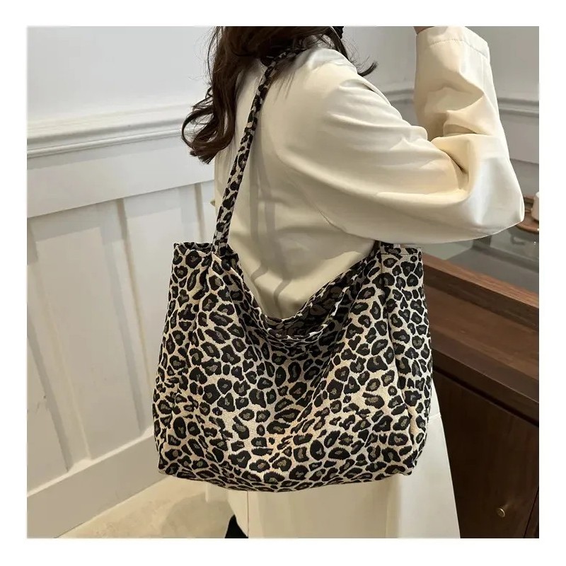 Bolsa Tote Estampado Leopardo Gran Capacidad Para Mujer Leopardo Café