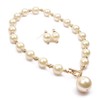 Thkmeet Simple Elegant Faux Pearl Choker Pendant Necklace Earrings Set