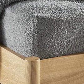 Olivia Rocco Teddy Fleece Extra Deep Fitted Sheet Cosy Warm Fluffy Fitted Bed Sheets, Single Grey