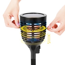 Techko Solar Zapper Torch with 360º Easy-Clean Brush - Outdoor Waterproof Electric Bug Zapper, Rechargeable Insect Trap Fly Zapper for Home, Patio, Camping - Panel Sensor for Efficient Bug Zapping