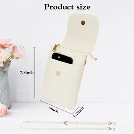 Apradas Women Leather Small Phone Crossbody Bag faux leather Phone Purse Wallet Design Cross body Bags for Women Girls (White)