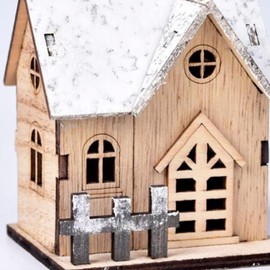 TOYANDONA 3Pcs Christmas Wooden Village Houses Mini DIY Model House Kit LED Village Christmas House Figurine 3D Cutting Wooden Puzzle Toy for Christmas Tree Holiday Decoration