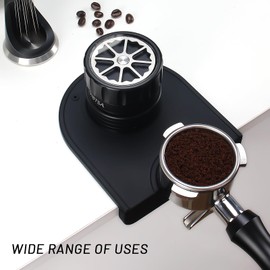 DIBTSA Espresso Tamping Mat, Silicone Coffee Tamper Mat with Corner Edge Tamp Support Station for Countertop, Barista Tools, Espresso Accessories, Small, Black
