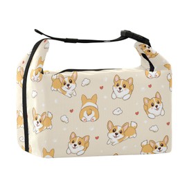 XUWU Corgi Print Insulated Lunch Bag for Kids Adults Reusable Lightweight Lunch Box Tote with Detachable Strap, Leakproof Compact for School Office Picnic
