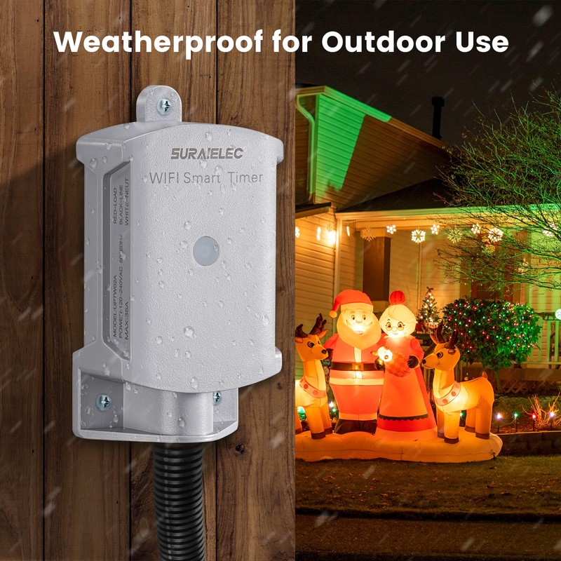 SURAIELEC 35 AMP Wi-Fi Smart Timer Switch for Outdoor Electrical