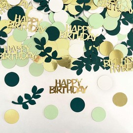 BIKPRST Pack of 200 Confetti Birthday Table Decoration Birthday Green, Birthday Decoration Birthday Confetti Women Men Confetti Birthday Decoration, Happy Birthday Confetti Birthday Green Gold