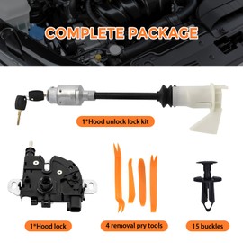 Bonnet Release Lock Latch Repair Kit,Bonnet Hood Lock Latch Catch Block,with 15 Pcs Clip 4 Pcs Removal Pry Tool,Compatible with Ford Focus MK2 C-MAX 1343577 3M5116700BC Bonnet lock