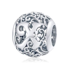 FOREVER QUEEN Letter Charm Pendant 925 Sterling Silver Letter Pendant for Bracelets, Sterling Silver