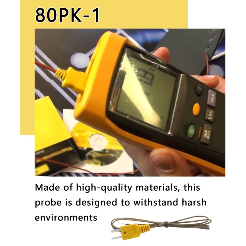 GIBACAD 80PK-1 K-Type Temperature Bead Probe Compatible with Fluke Multimeter,-40