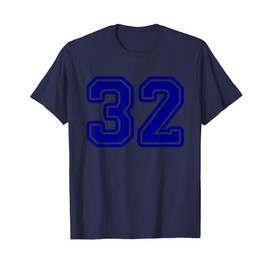 Number #32 Sport Blue Varsity Number 32 T-Shirt