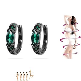 Lymphatic Drainage Slimming Hoop Earrings, Titanium Ion Lymphvity Germanium Earring Acupuncture Therapy Hoop Moissanite Earrings Jewelry for Women Men (silver+light green)