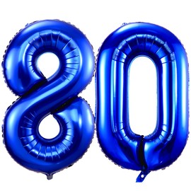 Navy Blue Number 80 Balloons,40 Inch Dark Blue 80th Birthday Balloons Large Foil Mylar Balloons Number 80 for Birthday Party Anniversary Decorations (Navy Blue Number 80)