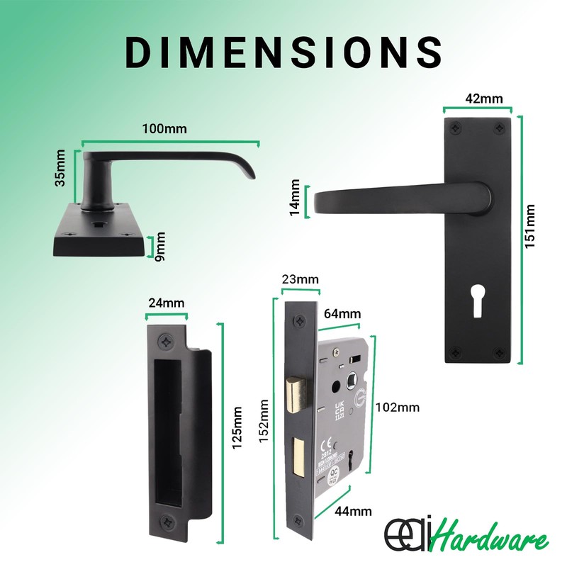EAI Black Door Handle Key Lock Set | 1 Pair