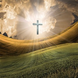 AOFOTO 10x10ft Christian Cross Radiates Light in Sky Backdrop Jesus Christ Photography Background Our Lord Resurrection Religious Lent Holy Week Passion Newborn Easter Photo Studio Props Wallpaper