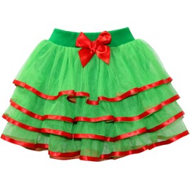 Tortoise & Rabbit Little Girls and Big Girls Tulle Tutu Skirt,Green+Red,2-3T