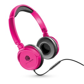 Music Sound Over Ear Wired Headphones Basic On-Ear Headphones Foldable Headband with 1.2 m Anti-Tangle Cable and Built-in Microphone 3.5 mm Jack - Colour Pink, MUSICSOUNDFULLCP
