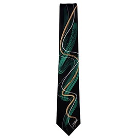 JG-9481 - Jerry Garcia Mens Necktie Ties, Black Green Taupe