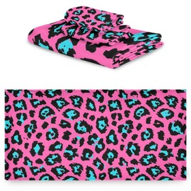 Naanle Stylish Leopard Pink Cheetah Skin Pattern Soft Decorative Set of 3 Towels, 1 Bath Towel+1 Hand Towel+1 Washcloth, Multipurpose for Bathroom, Hotel, Gym, Spa and Beach