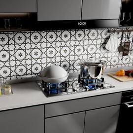 25-Sheet Peel and Stick Backsplash Wall Tiles 7.8in x7.8in Black and White Marble Tiles Self Adhesive Wall Tile PVC Smart Tiles Stick on Backsplash Tiles for Kitchen and Bathroom Renter Friendly