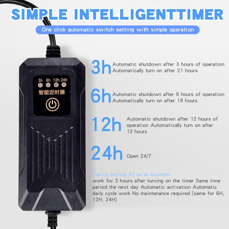 Sterilizzatore UV per acquario, luce con timer 13 W, luce