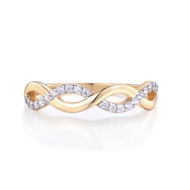 Ladies Ring 9 Carat Gold on Sterling Solid 925 Silver Simulated Diamond Infinity Ring Size K - U (N)