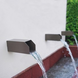 PONDO 4" Square Water Fountain Spout, 316 Stainless Steel Spillway Waterfall Accent Scupper with Integrated Spray Baffle for Landscape Decor, Ponds, Pools, Water Walls, Fountains (Dark Brown)